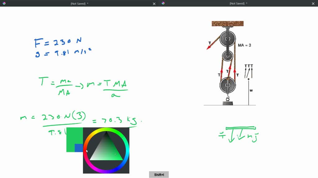 SOLVED 'Q10a Assuming the pulley system below is weightless and