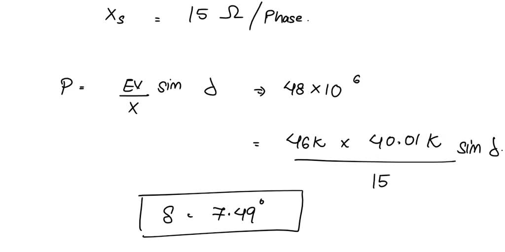 SOLVED: A 60-MVA, 69.3-kV, three-phase synchronous generator has a ...