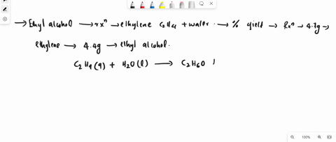 what-is-the-percent-yield-of-the-reaction-if-47-g-of-ethylene-gives-44-g-of-ethyl-alcohol-czh4-g-h-o-c2-hs-0-u-ethylene-ethylalcohol-express-your-answer-using-two-significant-figures-aed-per-60775