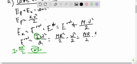 2-conservation-of-energy-a-solid-cylinder-of-mass-m-and-radius-r-is-mounted-on-an-axle-through-its-center-the-axle-is-attached-to-a-horizontal-spring-of-constant-k-and-the-cylinder-rolls-back-and-fort