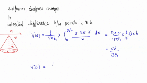 6-points-a-conical-surface-an-empty-ice-cream-cone-carries-a-uniform-surface-charge-the-heigh-of-the-cone-is-h-as-is-the-radius-of-the-top-find-the-potential-difference-between-the-points-a-84991