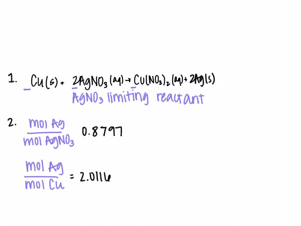 SOLVED 1. Identify the limiting reactant give its formula and