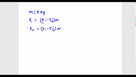 if-the-only-forces-acting-on-a-8-kg-mass-are-f1-4i-3j-n-and-f2-2i-5j-n-what-is-the-magnitude-of-the-acceleration-in-ms2-of-the-particle