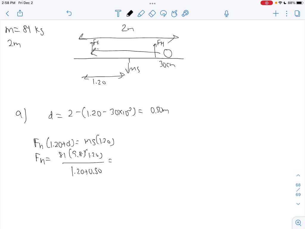To strengthen his arm and chest muscles, an 81.0 kg athlete 2.00 m tall