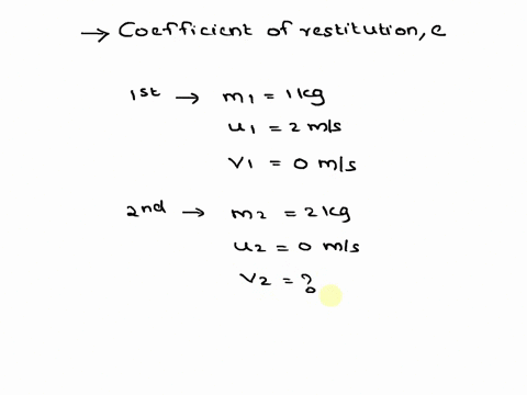 a-ball-of-mass-1-kg-moving-with-a-speed-of-2-ms-hits-another-ball-of-mass-2-kg-at-remains-at-rest-if-the-first-ball-comes-to-rest-after-collision-the-coefficient-of-restitution-is-64107