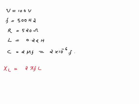 in-an-rlc-series-circuit-the-voltage-amplitude-and-frequency-of-the-source-are-100v-and-500hz-respectively-and-r520-ohm-l022h-and-c20-uf-what-is-the-impedance-of-the-circuit-and-the-amplitud-30508