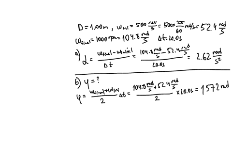 a-flywheel-with-a-diameter-of-100m-and-initially-rotating-at-an-angular-speed-of-500-revolutions-per-minute-rpmchanges-its-angular-speed-at-1000-rpm-after-200s-assuming-a-constant-angular-ac-13506