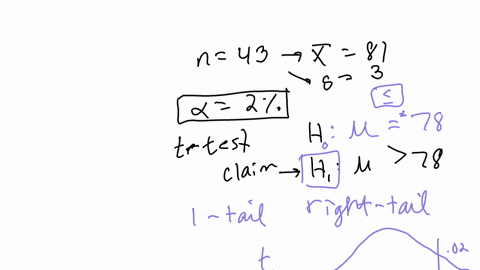 based-on-a-simple-random-sample-of-43-physics-final-exams-it-was-found-that-the-average-score-is-81-points-with-a-standard-deviation-of-3-points-with-a-2-significance-level-we-wish-to-test-the-claim-t