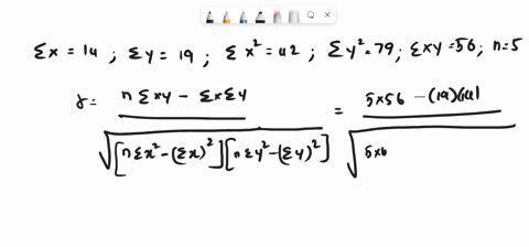 for-the-following-data-compute-the-value-of-r-and-test-for-its-significance-at-alpha-05-using-a-one-tailed-test-x14-y19-x2-42-y2-79-xy56-x-y-2-2-2-4-3-3-3-5-4-5-question-16-options-r81-accep-75618