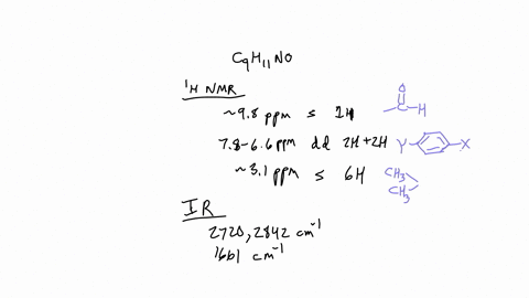 b-the-proton-nmr-spectral-information-shown-in-this-problem-is-for-a-compound-with-formula-c9h11no-expansions-of-the-protons-appearing-in-the-range-98-and-30-ppm-are-shown-no-other-peaks-app-88378