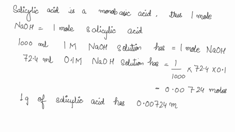 salicylic-acid-used-in-the-manufacture-of-aspirin-contains-only-the-elements-c-h-and-o-and-has-only-one-acidic-hydrogen-when-100-g-of-salicylic-acid-undergoes-complete-combustion-223g-of-car-50376