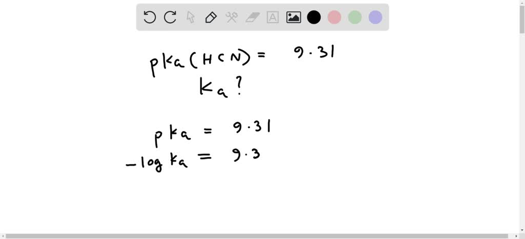 SOLVED: The pKa of hydrocyanic acid is 9.31. What is the Ka of ...