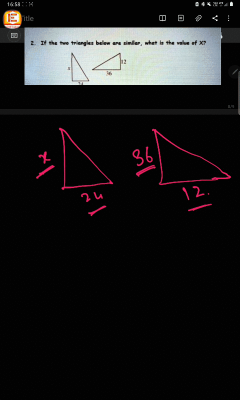 if-the-two-triangles-below-are-similar-_-what-is-the-value-of-x-64219