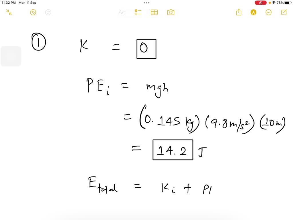 SOLVED Write the potential and total energy of a baseball