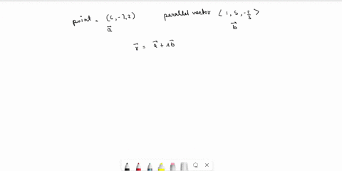 find-a-vector-equation-and-parametric-equations-for-the-line_-use-the-parameter-t-the-line-through-the-point-6-7-2-and-parallel-to-the-vector-1-5-3-rt-xt-yt-zt-30402