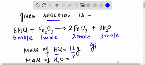 what-mass-h2o-is-produced-when-120g-og-hci-react-completely-in-the-following-equation-where-hci365-gmol-and-h2o180-gmol-6hcife2o3-2fecl33h2o-81076