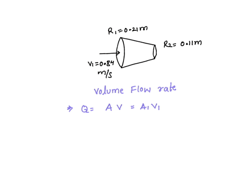 a-water-pipe-tapers-down-from-an-initial-radius-of-r1-021-m-to-a-final-radius-of-r2-011-m-the-water-flows-at-a-velocity-v1-084-ms-in-the-larger-section-of-pipe-1-what-is-the-volume-flow-rate-57624
