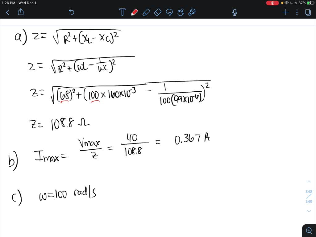 SOLVED: Problem 23: In Simple AC Circuit Shown On The Right; R = 150 ...