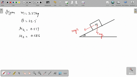 a-357-kg-object-is-sliding-down-an-incline-slow-down-to-the-right-with-a-310-from-the-horizontal-as-it-slides-down-to-the-right-the-friction-between-the-object-and-the-incline-is-229-n-what-is-the-coe