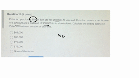 final-quiz-advanced-financial-accounting-question-16-4-points-peter-inc-purchases-30-of-sam-ltd-for-50000-at-year-end-peter-inc-reports-a-net-income-of-100000-and-a-dividend-of-50000-to-its-shareholde