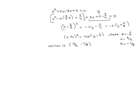 find-the-vertex-axis-focus-directrix-length-of-latus-rectum-of-the-parabola-x2-2y-3x-5-0-answer-vertex-32-118-focus-32-158-directrix-y-78-length-of-latus-rectum-2-76295