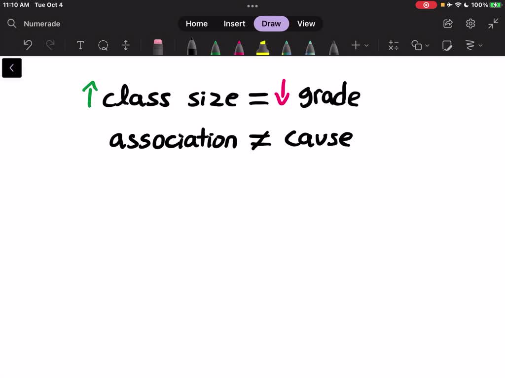 SOLVED: What can we conclude from the fact that class size is negatively  associated with the average grade in a college algebra course? A.  Increasing the class size causes worse grades overall