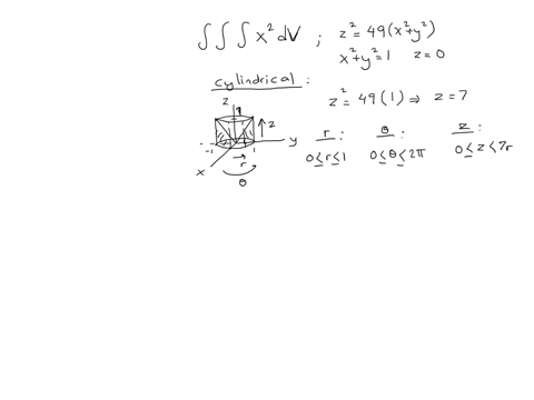 evaluate-the-integral-where-e-is-the-solid-that-lies-within-the-cylinder-x2-y2-1-above-the-plane-z-0-and-below-the-cone-z2-49x2-49y2-use-cylindrical-coordinates-86145