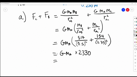 the-drawing-shows-three-particles-far-away-from-any-other-objects-and-located-on-a-straight-line-the-masses-of-these-particles-are-m_mathrma363-mathrmkg-m_mathrmb517-mathrmkg-and-m_mathrmc154-mathrm-2
