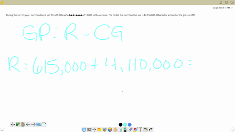 during-the-current-year-merchandise-is-sold-for-615000-cash-and-4110000-on-the-account-the-cost-of-the-merchandise-sold-is-2835000-what-is-the-amount-of-the-gross-profit