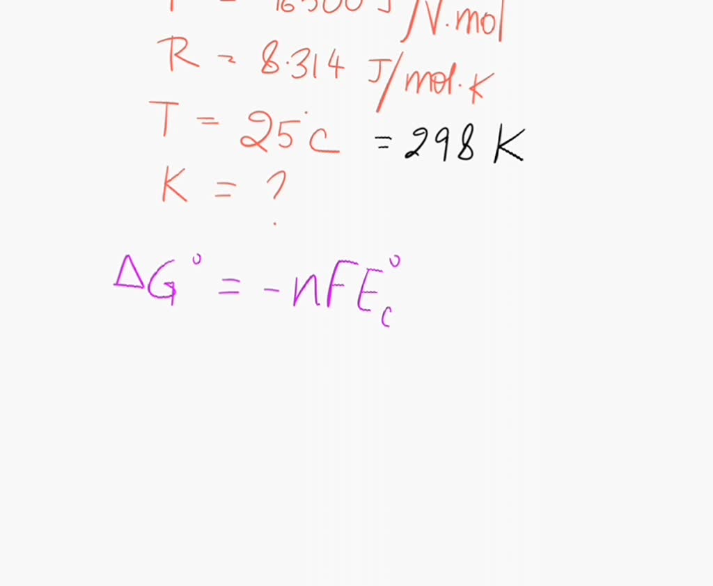 What is the equilibrium constant K at 25Â°C for an electrochemical cell