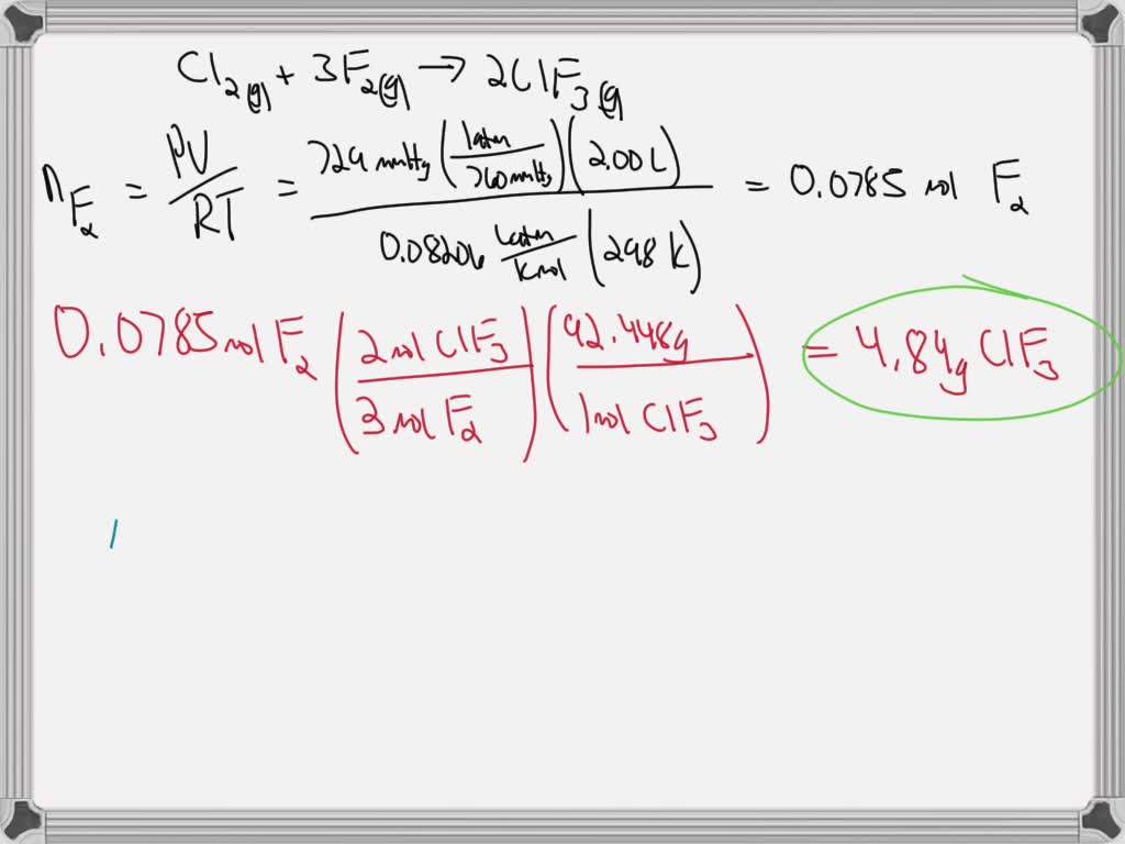 SOLVED Chlorine gas reacts with fluorine gas to form chlorine