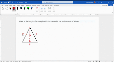 what-is-the-height-of-a-triangle-with-the-base-of-8-cm-and-the-side-of-12-cm