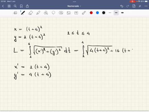 what-is-the-length-of-the-curve-with-parametric-equations-x-t-4-2-y2t4-between-the-points-corresponding-to-t-2-and-t-4-0a-285-b-140-215-0-02-oe-283-92059