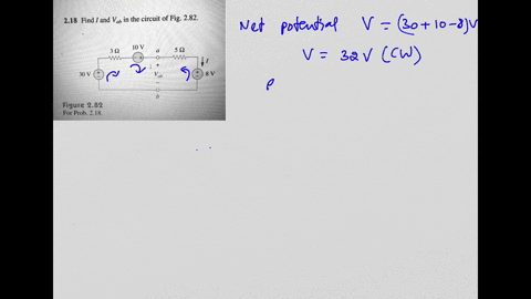 218-find-i-and-vab-in-the-circuit-of-fig-282-10-v-3-0-5-0-30-v-vab-0-b-8-v-figure-282-for-prob-218-07115