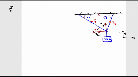 55-t-a-50-lb-weight-is-hung-by-a-cable-so-that-the-two-portions-of-the-cable-make-angles-of-408-and-530-respectively-with-the-horizontal-find-the-magnitudes-of-the-forces-of-tension-t-and-t2-14115