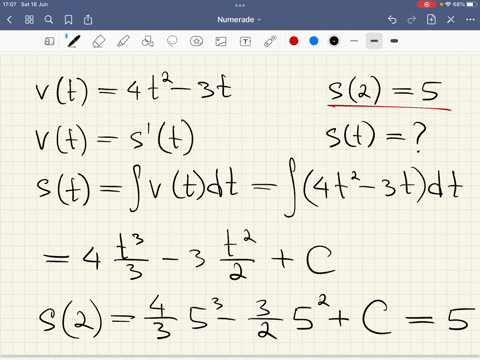 suppose-the-velocity-of-an-object-is-vt-4t2-3t-and-that-the-object-is-at-5-when-time-is-2-find-the-distance-st-78026