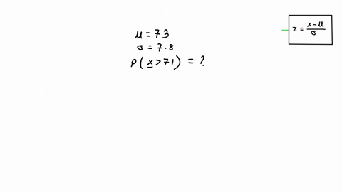 a-final-exam-in-math-160-has-a-mean-of-73-with-standard-deviation-78-if-24-students-are-randomly-selected-find-the-probability-that-the-mean-of-their-test-scores-is-greater-than-71-98293