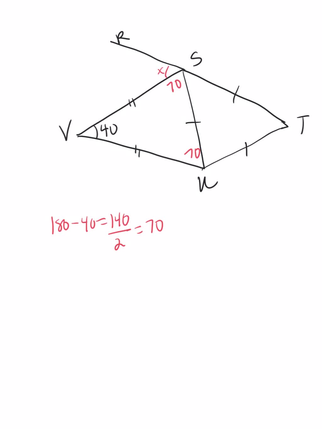 Diagram Rst SOLVED: The diagram shows RST is a straight line, find the value ofx R ...