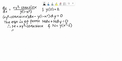 solve-the-following-initial-value-problem-dydx-xy2-cosx-sinx-y-1-x2-y0-2-69182