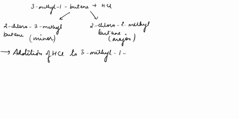 3-methyl-1-butene-on-reaction-with-h-ci-forms-two-products-namely-2-chloro-3-methylbutane-minor-and-2-chloro-2-methylbutane-major-illustrate-the-mechanism-for-the-formation-of-these-two-prod-30717