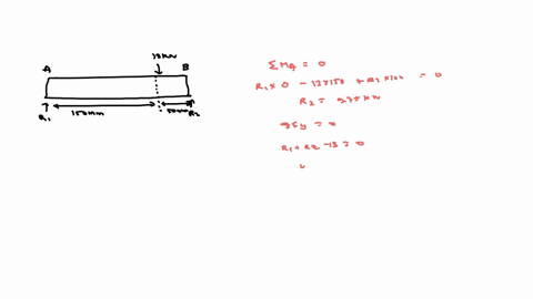 required-information-a-rotating-shaft-of-25-mm-diameter-is-simply-supported-by-bearing-reaction-forces-rgand-rthe-shaft-is-loaded-with-a-transverse-load-of-13-kn-as-shown-in-the-figure-the-s-40957