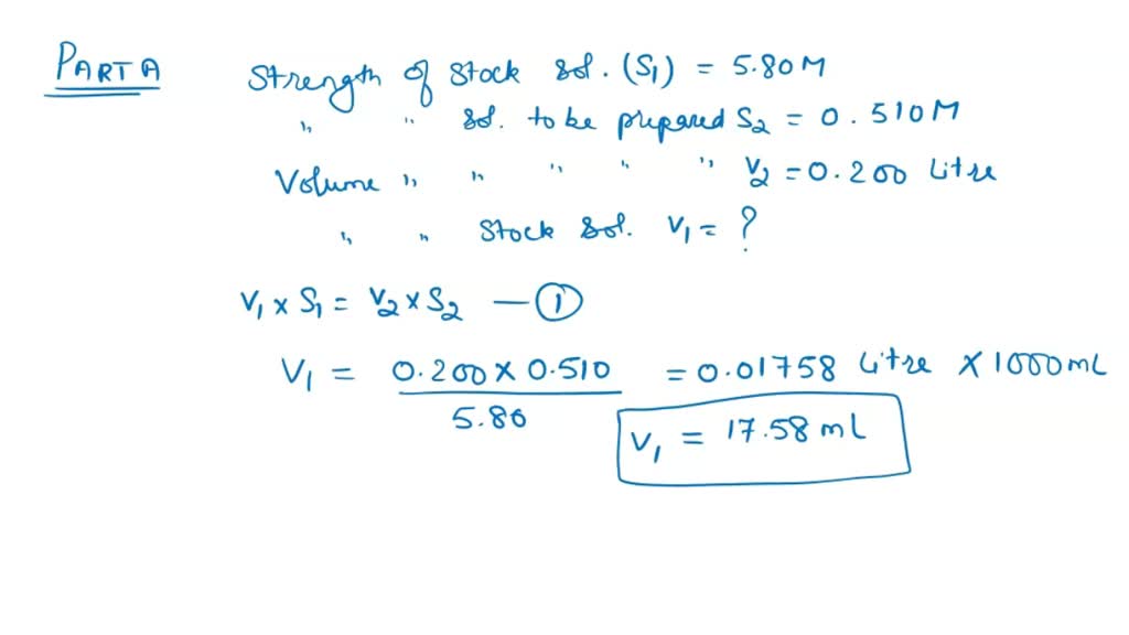 Solved Part A How Many Milliliters Of A Stock Solution Of M Hno