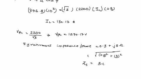 q5 a 2200 v pout 373 kw 3 y connected synchronous motor has a ...