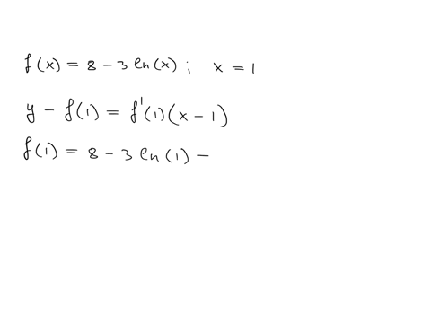 find-the-equation-of-the-line-tangent-to-the-graph-of-f-at-the-indicated-value-of-x-fx8-3-ln-x-x-1-43593