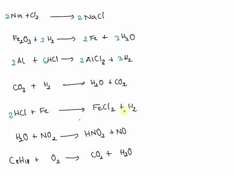 balance-each-of-the-following-chemical-equations-1-na-cl2-nacl-2-fe2o3-h2-fe-h2o-3-al-hcl-alcl3-h2-4-co3-h2-h2o-co2-5-hcl-fe-fecl2-h2-6-h2o-no2-hno3-no-7-c8h18-o2-co2-h2o-8-b4o7-h2o-h3bo3-oh-71573