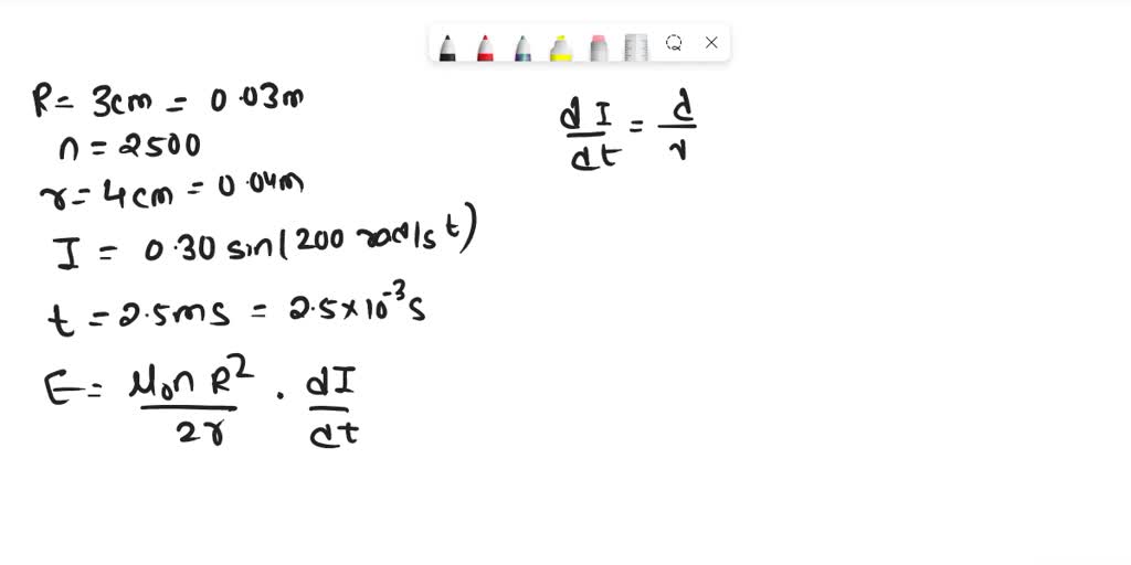 SOLVED: Chapter 31 A long solenoid (radius 3.0 cm, 2500 turns per meter ...