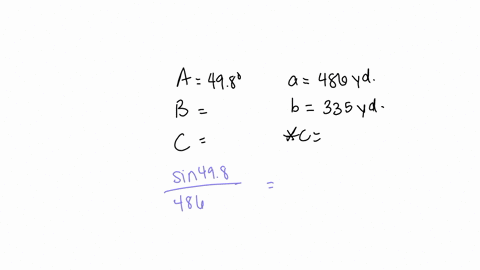 points-a-and-b-are-separated-by-a-lake-to-find-the-distance-between-them-a-surveyor-locates-a-point-c-on-land-such-than-abc498-find-the-distance-across-the-lake-from-a-to-b
