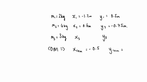a-200-kg-particle-has-the-xy-coordinates-120-m-0500-m-and-a-400-kg-particle-has-the-xy-coordinates-0600-m-0750-m-both-lie-on-a-horizontal-plane-at-what-x-and-y-coordinates-must-you-place-a-300-kg-part