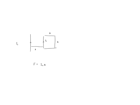 the-infinite-straight-wire-shown-in-the-accompanying-figure-carries-a-current-11-the-rectangular-loop-whose-long-sides-are-parallel-to-the-wire-carries-current-_-what-are-the-magnitude-and-d-21313