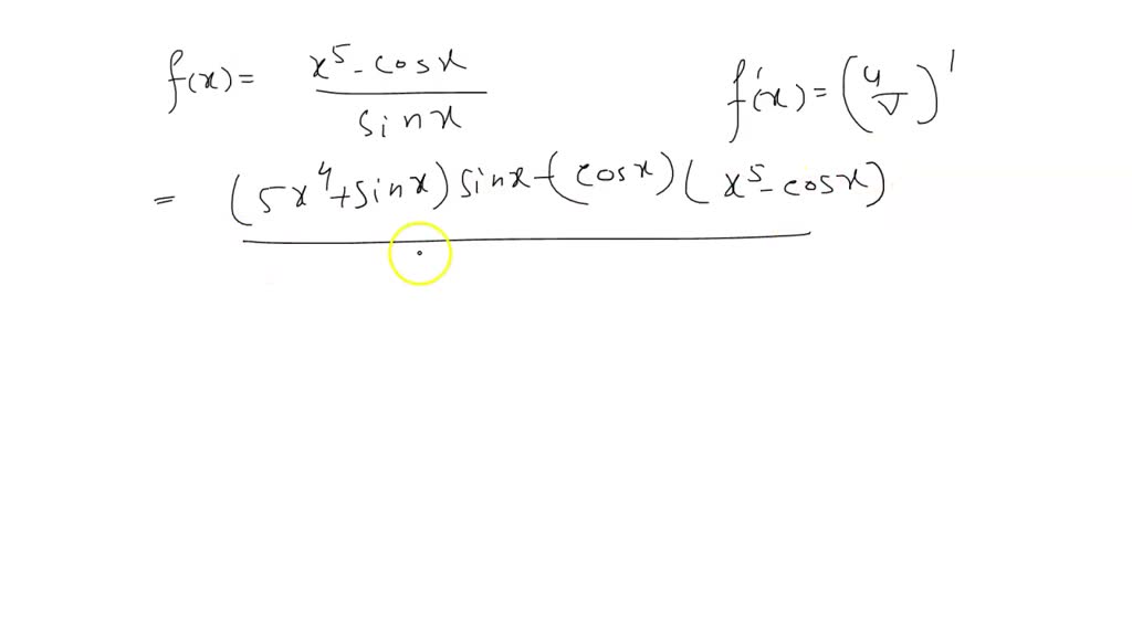 Solved Question 22 Find The Derivative Of The Function F X X5 Cos X